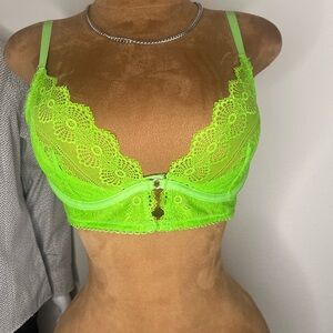 Adore Me Neon Green Lace Overlay Bra